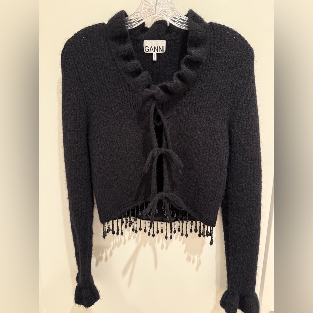 Ganni Bolero Beaded Knitted Cardigan